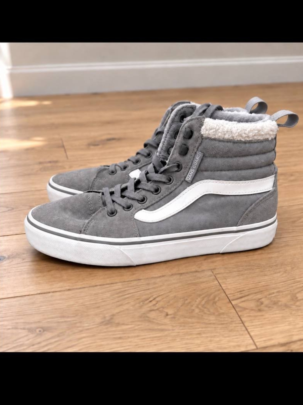 Vans Grey Suede High-Top Ankle Boots with White Side Stripe